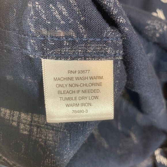 Tropical Scuba Diver Print Button Up Shirt XXL Navy Blue Vacation Resort Wear - Picture 7 of 8